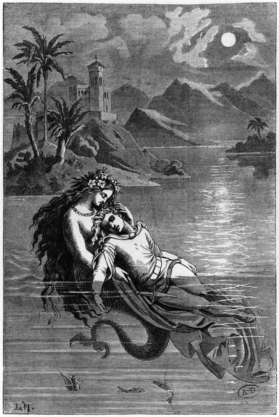 Illustration für Die kleine Meerjungfrau aus Märchen von Hans Christian Andersen (1805-75) 1869 von German School