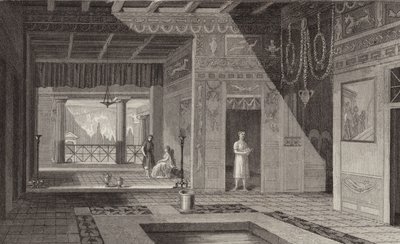 Innenraum eines römischen Hauses in Pompeji. Illustration für Bilder-Atlas von German School