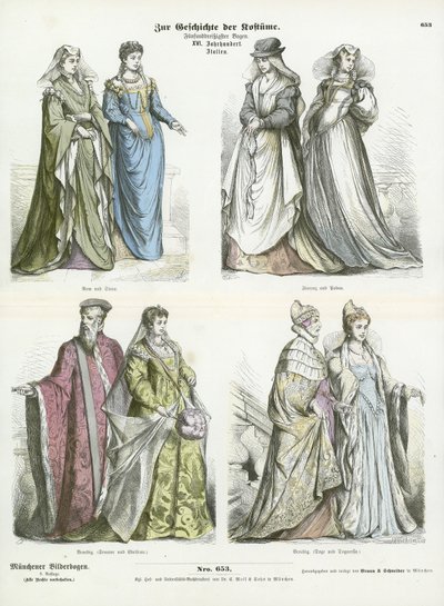 Italienische Kostüme, 16. Jahrhundert von German School