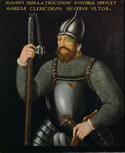 Johann Ziska von Trocnov, Anführer der böhmischen Hussiten und Taboriten von German School