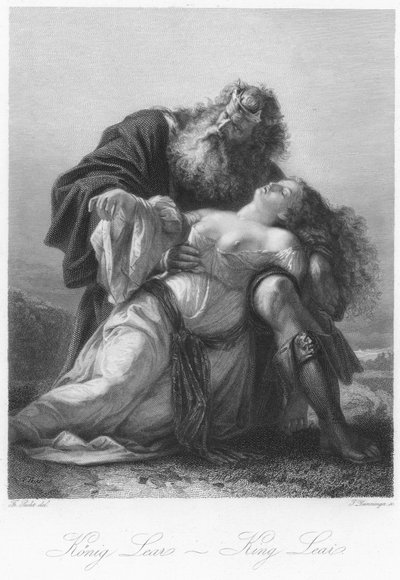 König Lear hält den Körper von Cordelia von German School