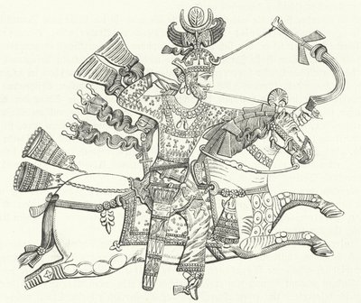 König Peroz I. von Persien zu Pferd von German School
