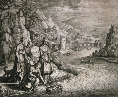 Moses aus dem Nil gerettet von German School