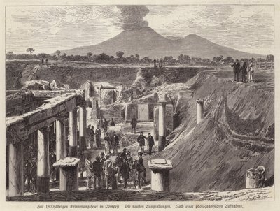 Neue Ausgrabungen in Pompeji, Italien (Stich) von German School