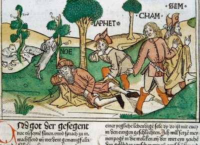 Noah und seine Söhne, Szene in der Nürnberger Bibel von German School