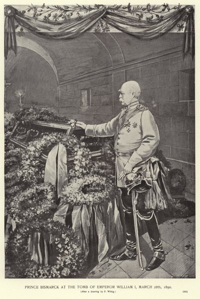 Otto von Bismarck am Grab von Kaiser Wilhelm I. von German School