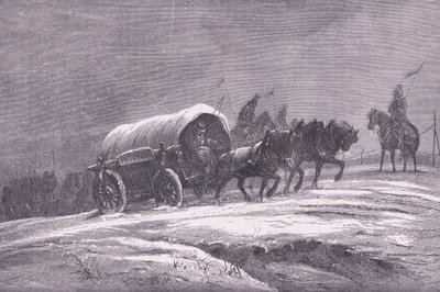 Preußische Feldpost im Schnee, Cassells Geschichte des Krieges zwischen Frankreich und Deutschland, veröffentlicht von Cassell and Company Limited, ca. 1890 von German School