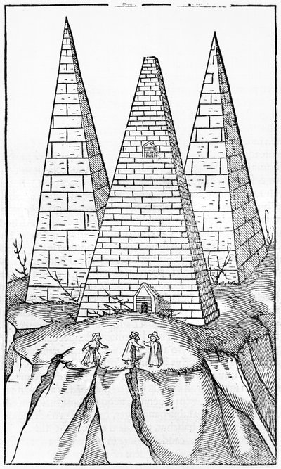 Pyramiden von Ägypten, Illustration aus Cosmographie Universelle von Sebastien Munster (1488-1552) Basel, veröffentlicht 1554 von German School