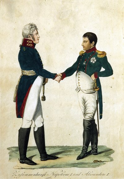 Begegnung von Napoleon und Zar Alexander I. von German School