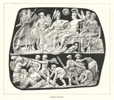 Römischer Kaiser Augustus und seine dritte Frau Livia (Gravur) von German School
