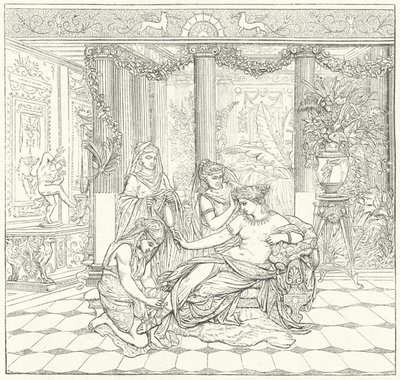 Römische Dame bei ihrer Toilette (Stich) von German School