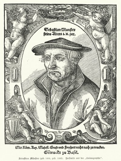 Sebastian Münster, deutscher Kartograph, Kosmograph und Autor der Cosmographia, des frühesten Werks, das die Welt auf Deutsch beschreibt (Gravur) von German School