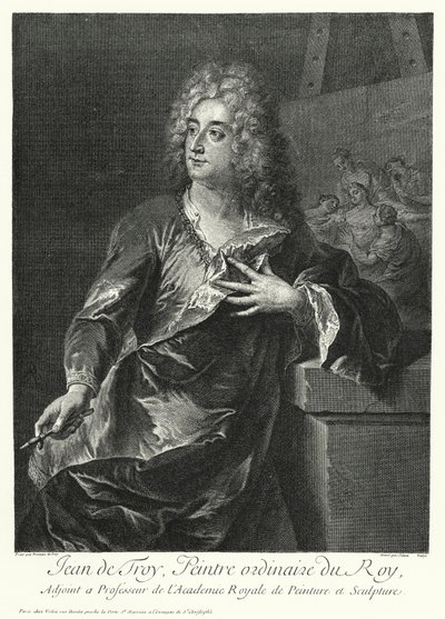 Selbstporträt des französischen Künstlers Jean François de Troy (Stich) von German School