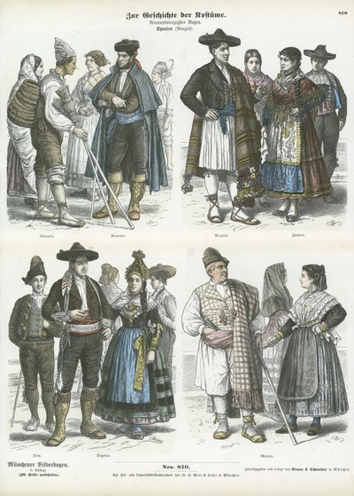Spanische regionale Kostüme, 19. Jahrhundert von German School