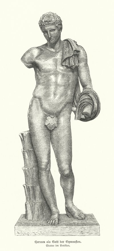 Statue des antiken griechischen Gottes Hermes als Gott der Turner von German School