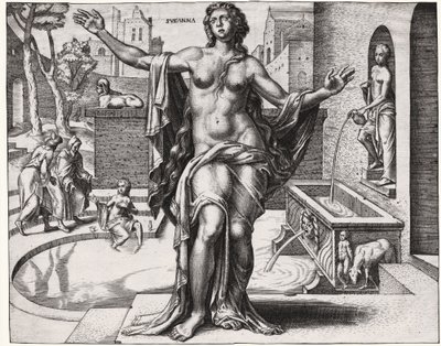 Susanne im Bad. (Gravur) von German School