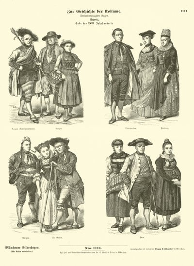 Schweizer Kostüme, spätes 18. Jahrhundert von German School
