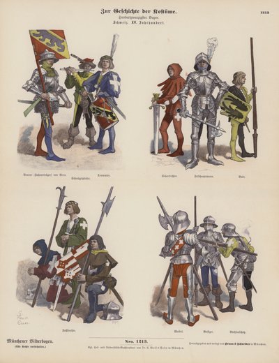 Schweizer Militärkostüme des 15. Jahrhunderts von German School