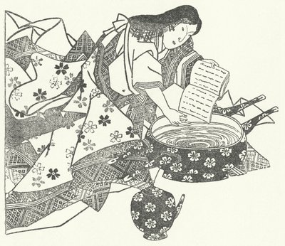 Die japanische Waka-Dichterin Ono no Komachi (Stich) von German School