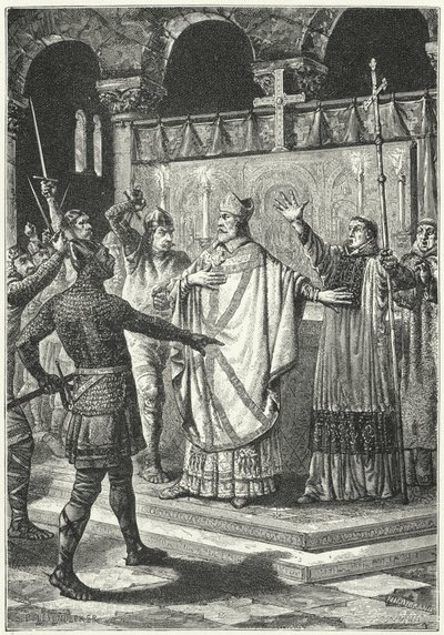Die Ermordung von Thomas Becket in der Kathedrale von Canterbury von German School
