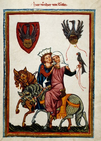 Die Freuden der Jagd: König Konradin von Hohenstaufen, König von Sizilien und Jerusalem unter dem Namen Konrad II., Herzog von Schwaben unter dem Namen Konrad III. und König der Römer unter dem Namen Konrad V. bei der Falkenjagd von German School