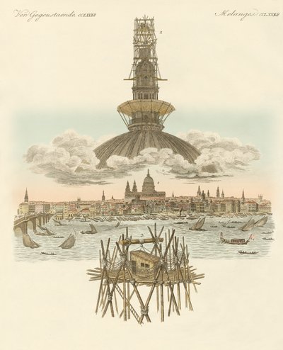 Die Struktur auf der Spitze der St. Pauls Kathedrale für das Panorama von London von German School