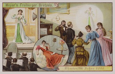 Theater im Jahr 2000 (Chromolithografie) von German School
