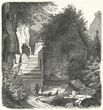 Grab des römischen Dichters Vergil, Posillipo, Neapel (Stich) von German School