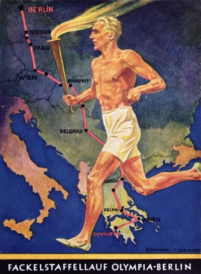 Fackelträger bei den Olympischen Spielen in Berlin, 1936 von German School