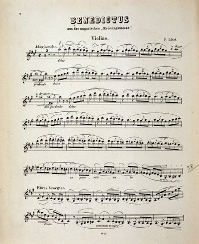 Violinstimme aus der Ungarischen Krönungsmesse von Franz Liszt von German School