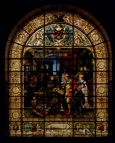 William Caxton zeigt sein erstes gedrucktes Buch Edward IV. und seiner Frau, Elizabeth Woodville im Jahr 1477, von Mayer und Co., Münchner Firma aktiv in London, ca. 1880 von German School
