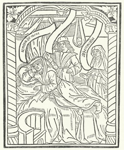Holzschnitt aus der Erstausgabe der Werke von Alain Chartier (Gravur) von German School