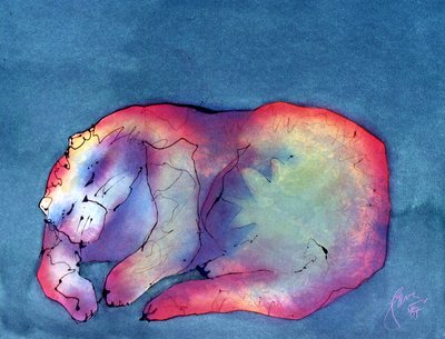 Katze auf Grün, ca. 1987 von Gerrit Greve