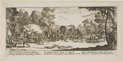 Angriff auf eine Kutsche, Platte acht aus Die großen Leiden des Krieges von Gerrit Lucasz van Schagen