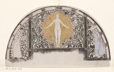 Ontwerp voor de omlijsting van een kalender voor 1901 met vrouwen und bloemen von Gerrit Willem Dijsselhof