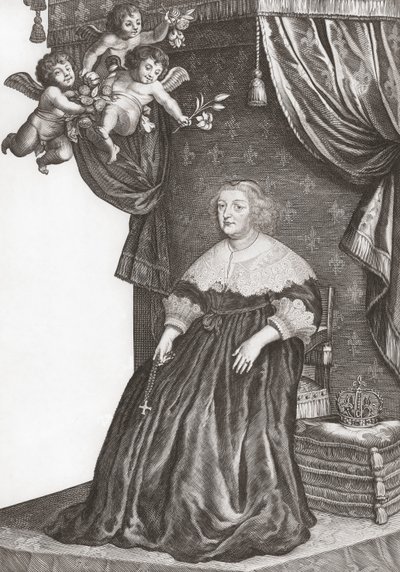 Marie de Medici, Königin von Frankreich. Porträt (Druck) von Gerrit van (after) Honthorst