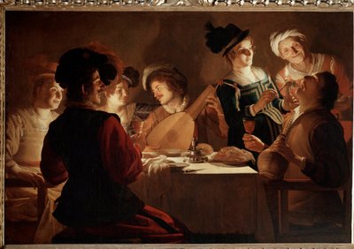 Abendessen mit Lautenspieler von Gerrit van Honthorst