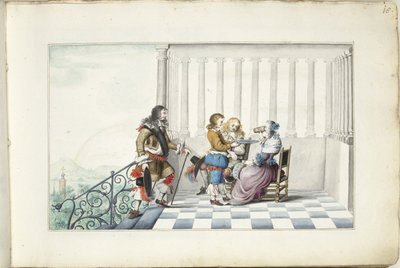 Gesellschaft auf einer Terrasse von Gesina ter Borch (signed by artist)