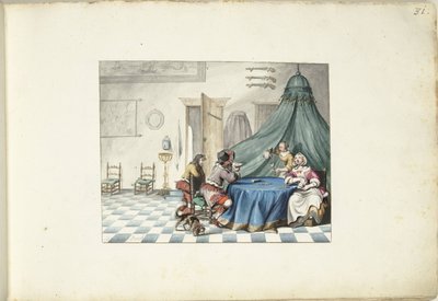 Kartenspieler in einem Interieur von Gesina ter Borch (signed by artist)