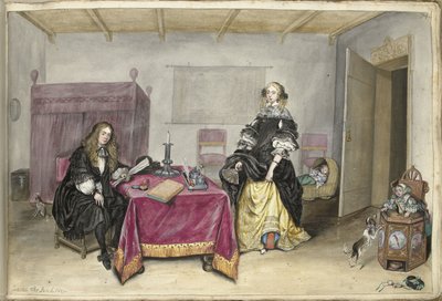 Sijbrant Schellinger und Jenneken ter Borch mit zwei Kindern in einem Interieur von Gesina ter Borch (signed by artist)