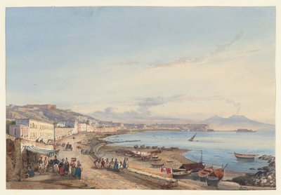 Blick auf Neapel und den Vesuv von Posillipo, eine von vier kleinen Ansichten von Neapel aus einem Album Amicorum von Giacinto Gigante