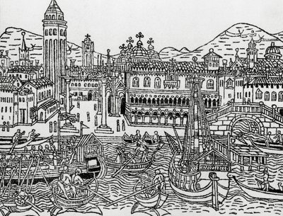 Ansicht von Venedig im 15. Jahrhundert, Italien, Holzschnitt, aus Supplementum chronicarum von Giacomo Filippo Foresti (1434-1520) von Giacomo Filippo Foresti