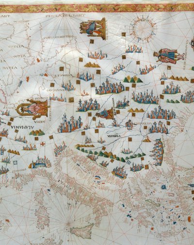 Eine nautische Karte, Detail von Westeuropa, 1564 von Giacomo Maggiolo