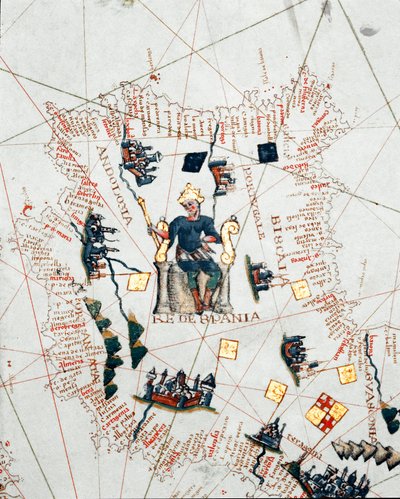 Darstellung des Königs von Spanien und der Küsten Europas und Nordafrikas von Giacomo Maggiolo