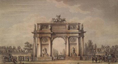 Ansicht der Narva-Tore in St. Petersburg mit Tribünen für Zuschauer von Giacomo Quarenghi