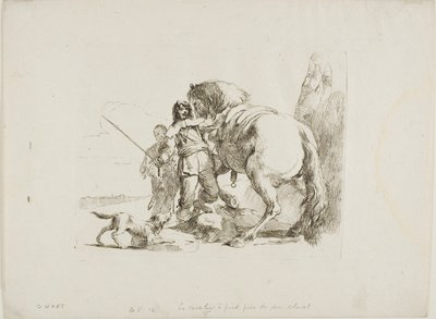 Der Reiter, der neben seinem Pferd steht, aus Capricci von Giambattista Tiepolo