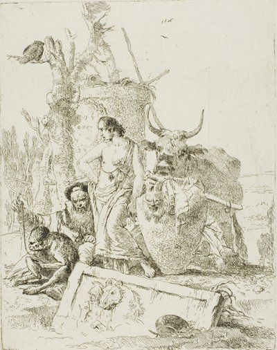 Junge Hirten und alter Mann mit einem Affen, aus Scherzi von Giambattista Tiepolo
