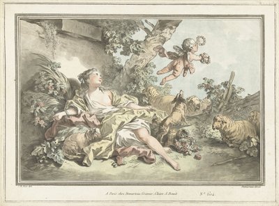 Hirtin mit wegfliegendem Amor von Gilles Antoine Demarteau