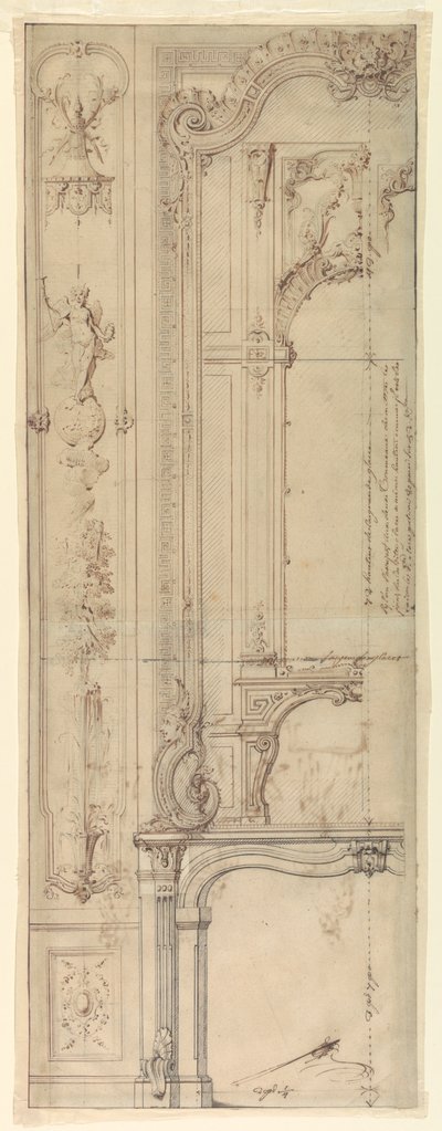 Entwürfe für Kaminverkleidungen für das Hôtel de Pomponne, Place des Victoires, Paris von Gilles Marie Oppenord