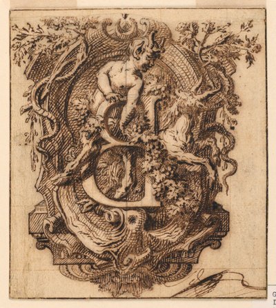 Ornamentaler Entwurf für den Buchstaben B von Gilles Marie Oppenord